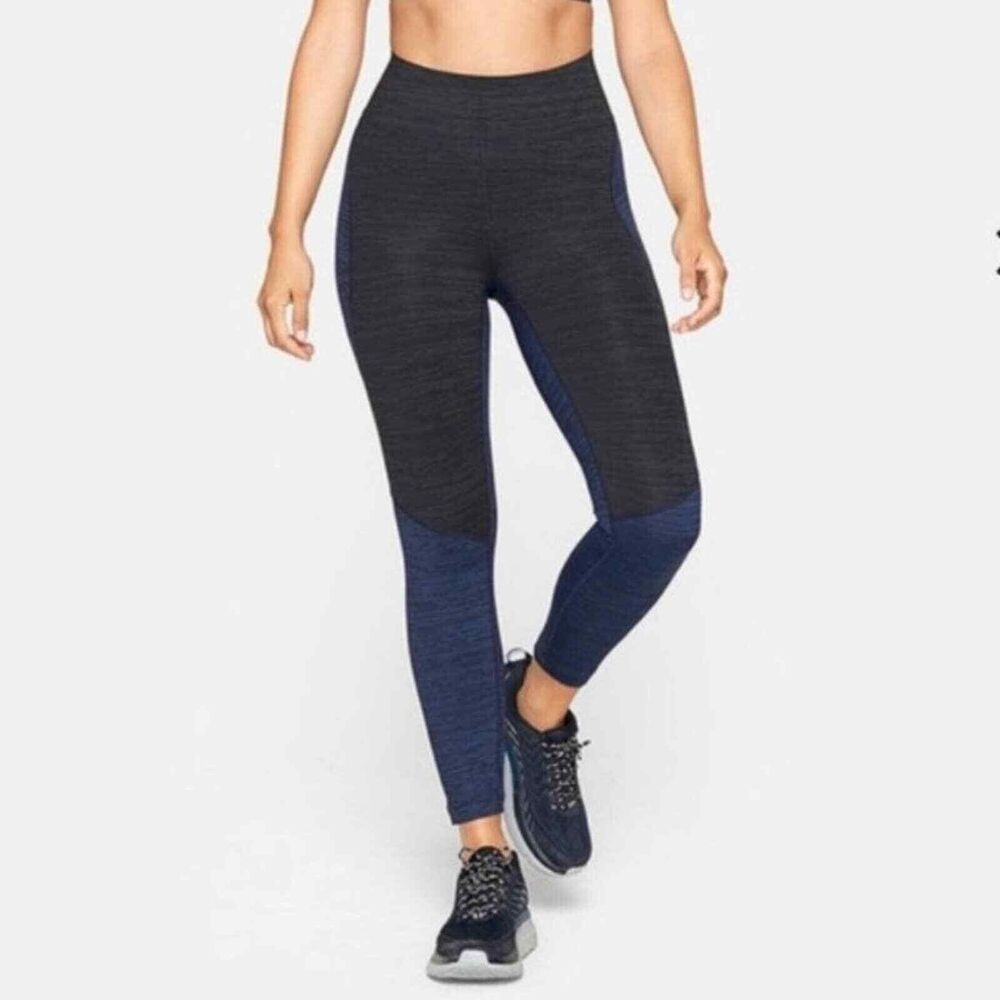 Outdoor Voices TechSweat 7/8 Two Tone Leggings S Heathered Blue Black EUC B28